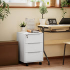 HOMCOM - Classeur vertical à 3 tiroirs pour documents format lettre/A4 avec serrure - blanc-Grand espace de rangement avec 3 tiroirs et un dessus spacieux pour ranger les outils de bureau et les dossiers 
