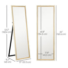 HOMCOM - Miroir pleine longueur sur pied ou à poser - 53,3 po l x 162,6 po H - marron-Plusieurs options d’installation : sur pied, appuyé ou fixé au mur 