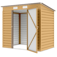 Outsunny - Remise de rangement extérieure 6 pi x 4 pi, avec 2 aérations, pour jardin, jaune-Sept colonnes de soutien avec des poutres transversales et un kit de fondation pour une stabilité accrue 

