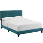 Modway - Amira Performance Velvet Lit Queen, Bleu de mer-Tête de lit capitonnée à boutons rembourrés