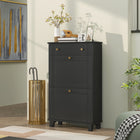 HOMCOM - Armoire à chaussures étroite avec 2 tiroirs basculants pour rangement - noir-Étagères ajustables ou amovibles pour des options de rangement flexibles