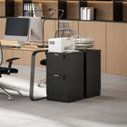 HOMCOM - Classeur vertical cannelé à 2 tiroirs pour documents format lettre/A4 avec serrure - noir-Façades de tiroirs cannelées avec poignées dorées pour un look moderne 
