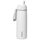 b.box - Bouteille isotherme à couvercle rabattable - 690 ml - Blanc-Couvercle rabattable pour boire librement avec paille en acier inoxydable
