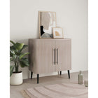 Manhattan Comfort - Jodie 31,1 po Buffet d’Appoint Style Mid-Century Modern - Chêne Blanchi-Recommandé pour un téléviseur jusqu'à 32 pouces