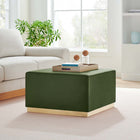 Modway - Tilden Grand velours de performance carré de 28 pouces Rembourré Ottoman - Moss Green Natural-Socle en caoutchouc