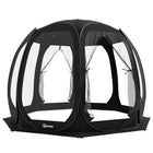 Outsunny - Tente moustiquaire 11 pi L x 11,5 pi l avec filets, sac de transport portable et 2 portes, noir-Le design pop-up facilite une installation rapide, pouvant accueillir confortablement 6 à 7 personnes  
