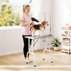 PawHut - Table de toilettage pliable pour chiens et chats surface antidérapante - gris-Bras et accessoires en acier inoxydable pour une durabilité maximale 