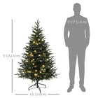 HOMCOM - Arbre de Noël artificiel de 5 pieds avec lumières LED - arbre de Noël-Les branches ignifuges augmentent la sécurité 