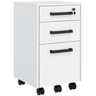HOMCOM - Classeur à 3 tiroirs pour documents format lettre/A4 avec barres de suspension - blanc-Les 2 tiroirs supérieurs offrent des espaces de rangement supplémentaires 
