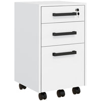 HOMCOM - Classeur à 3 tiroirs pour documents format lettre/A4 avec barres de suspension - blanc-Les 2 tiroirs supérieurs offrent des espaces de rangement supplémentaires 
