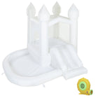 Qaba - Château gonflable blanc 8,2 pi x 7,4 pi x 6,6 pi pour enfants avec toboggan, piscine à balles et souffleur 370W-Le thème tout blanc permet une décoration personnalisée pour toute fête élégante  
