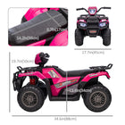 Aosom - VTT pour enfants 12 V à batterie avec musique, lumières LED et pneus à crampons - Rose-Vous pouvez connecter un appareil avec le port MP3 et le port USB 