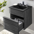 Modway - Render Fixation murale de 18" Vanette de salle de bain - Noir charbon-MDF et panneau de particules