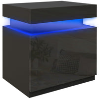 HOMCOM - Table de nuit avec lumières LED et 2 tiroirs - noir-Fonctionne bien comme table de chevet, table d’appoint pour canapé ou petit organiseur pour les petites pièces 