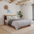 Nexera - Tête de lit queen effet de planches Queen, Noyer-Meubles conçus et produits au Canada à partir de panneaux de particules et de MDF certifiés CARB II/FSC.  Item expédié en 24-48 heures après réception de la commande.  Assemblage requis