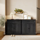 HOMCOM - Buffet 31,5 po L - armoire latérale - grain de bois noir-Design polyvalent pouvant servir de buffet, de meuble à café ou de meuble d’entrée 