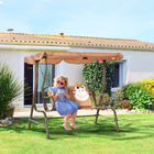 Outsunny - Chaise balançoire d’extérieur pour enfants 2 places avec auvent réglable - café-La hauteur d’assise est conçue pour les enfants, leur offrant ainsi beaucoup de confort 