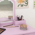 Qaba - Table de maquillage pour enfants avec miroir et tabouret, motif nuage - rose-Miroirs clairs et visibles en acrylique  
