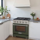 Kucht - 30 po Série KFX-X Cuisinière Pro Style au gaz naturel - Acier inoxydable/Vert olive-Grilles en fonte robustes pour déplacer les ustensiles sans les soulever