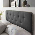 Modway - Collins Touffe Tissu et bois Tête de lit King, Charbon de bois gris-Options de cadre de lit interchangeables