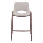 Zuo - Desi Tabouret de comptoir - Beige/Noyer - Ensemble de 2-Tissu en faux cuir doux et durable