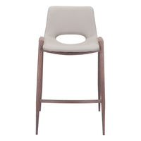Zuo - Desi Tabouret de comptoir - Beige/Noyer - Ensemble de 2-Tissu en faux cuir doux et durable