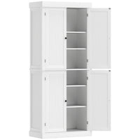 HOMCOM - Armoire de cuisine autoportante à 4 portes - blanc-L'étagère à 6 niveaux offre suffisamment d'espace pour ranger les ustensiles de cuisine, la vaisselle, les appareils électroménagers et les produits secs 