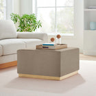 Modway - Tilden Grand velours de performance carré de 28 pouces Rembourré Ottoman - Taupe Natural-Socle en caoutchouc