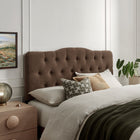 Modway - Annabel Mélange de lin premium Tête de lit King, Cacao-Cadre en mélange de bois