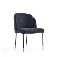 Manhattan Comfort - Chaise de salle à manger moderne Flor 58 cm, revêtement tissé sergé, noir-Chaise de salle à manger moderne parfaite pour la salle à manger et le bureau à domicile