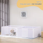 PawHut - Box de mise bas pour chiens avec portes amovibles - 81 po L x 39 po l x 20 po H - Blanc-Offre beaucoup d'espace pour la sécurité et le confort