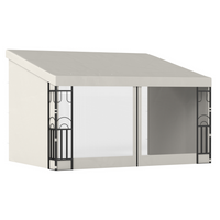 Outsunny - Pergola gazebo mural 10 pi l x 13 pi L avec rideaux et moustiquaires - beige-Fixé au mur, apporte l'intérieur à l'extérieur