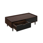 Manhattan Comfort - Ensemble de 2 tables Duane style milieu du siècle : table d’appoint et table basse - brun foncé et noir-21,65 po L x 47,24 po l x 19,68 po H