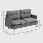 HOMCOM - Canapé d’amour 55 po avec dossier capitonné - gris foncé-Les coussins du dossier et de l'assise généreusement rembourrés offrent soutien et relaxation   