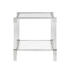 Table d'appoint carrée Plata Import Jacques 21 po - Argent-La table dispose également de deux étagères en verre