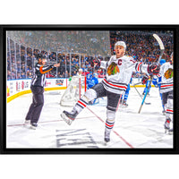 Jonathan Toews Chicago Blackhawks Goal Celebration sur toile - Toile encadree - 31" x 22"-Impression sur toile de qualité supérieure avec bordures enveloppées