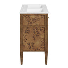 Modway - Elysian 48" Meuble de salle de bain à double lavabo - Brun blanc-Construction en bois de manguier