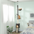 PawHut - Arbre à chat du sol au plafond, tour pour chat, hauteur réglable 87 po-94,5 po-Hauteur réglable de 86,6 po à 94,5 po (220-240 cm), s'adapte parfaitement aux petits coins d'appartement  
