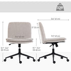 HOMCOM - Fauteuil de bureau large sans accoudoirs à roulettes motif croisé - beige-Pivotement à 360 degrés et roulettes silencieuses pour une mobilité fluide et sans danger pour le sol 