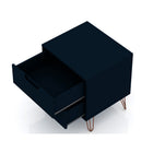 Manhattan Comfort - Rockefeller Table de Nuit 2 Tiroirs 20,08" Style Mid-Century Modern - Tatiana Bleu Minuit - Lot de 2-Parfait pour le rangement ou l’exposition d’objets