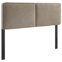 Modway - Lindee Tissu Boucle Tête de lit complète, Flocons d’avoine-Tête de lit style oreiller