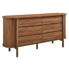 Modway - Cadence 6 tiroirs Courbe Commode, Noyer-Panneaux latéraux cannelés