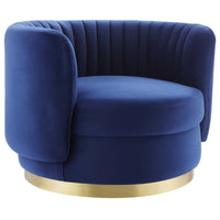 Modway - Embrace Touffe Performance Velvet Chaise pivotante - Marine d’or-Chaise touffée de la Manche