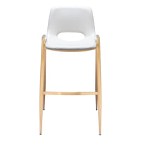 Zuo - Desi Tabouret de bar - Blanc/Or - Ensemble de 2-Rembourrage moelleux et confortable