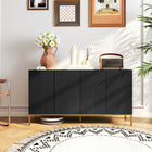 HOMCOM - Buffet 55,1 po L, armoire de rangement - noir-Étagères réglables sur 3 niveaux offrant plus d’options de rangement 