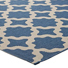 Modway - Cerelia Treillis marocains intérieurs et extérieurs Tapis de 5 pi l x 8 pi L - Bleu et beige-Résistant aux taches / Facile à nettoyer