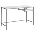 Monarch Specialties - 7368 Bureau 48 po L - Blanc/Metal Argent-Spacieux dessus de table fini blanc