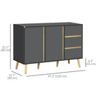 HOMCOM - Buffet 47,2 po L, armoire de rangement, gris foncé-Structure en panneau de particules solide, avec un revêtement protecteur en mélamine 