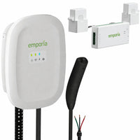 Emporia - Chargeur NACS/TESLA pour véhicules électriques de niveau 2 (48 A) câblé et ensemble de gestion de charge biphasée Vue 3 - Blanc-Gestion de charge powersmart ajuste automatiquement le taux de recharge ev pour maintenir consommation électrique dans les limites du système tout en permettant somme des disjoncteurs dépasser capacité panneau