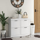HOMCOM - Armoire à chaussures étroite avec tiroirs rabattables et étagère réglable pour entrée - blanc-Les étagères intérieures réglables sur 2 niveaux sont amovibles pour stocker différents types de chaussures 
